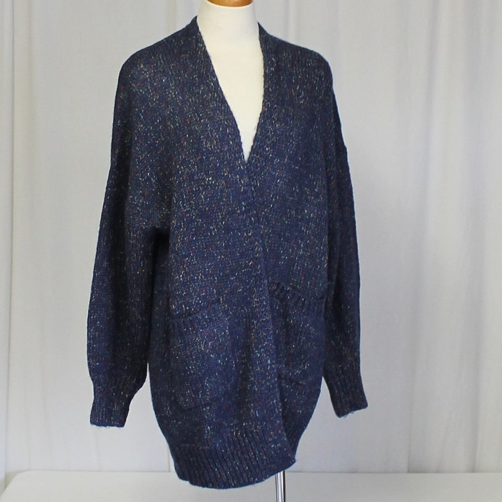 HYFVE Open Front Cardigan Sweater Navy Multi